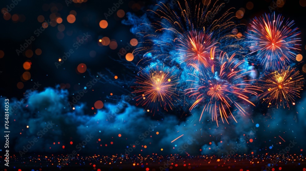 Poster firework background with free text space in abstract colors