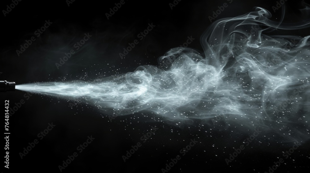 Aufkleber A white spray of water floating over a dark transparent background. A trigger sprayer effect with spray nozzles. 3D modern illustration in realistic style.