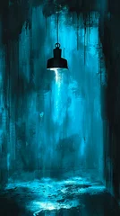 Foto op Canvas Ilustración de sala de interrogatorios bacía con lampara colgada del techo © Antonio