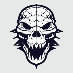 black and white alligator skull head vector art