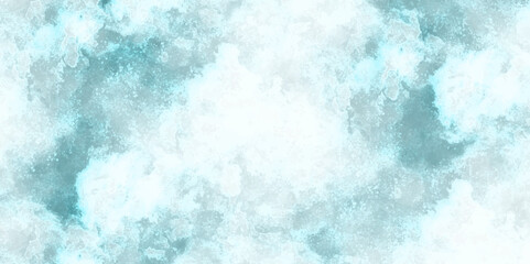Abstract gradient light sky blue shades watercolor background on white paper texture. Blue watercolor hand-painted for background. Sky cloud landscape blue background with tiny clouds. - obrazy, fototapety, plakaty