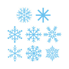 Vector White Snowflakes elements with Red Background
