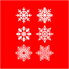 Obraz na płótnie Canvas Vector White Snowflakes elements with Red Background