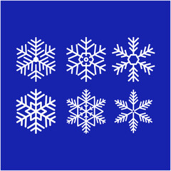 Vector White Snowflakes elements with Red Background