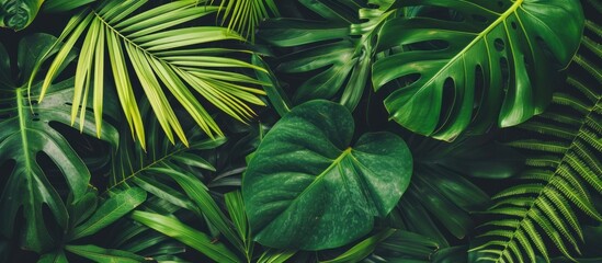 fresh green tropical leaves backgrounds and wallpapers - obrazy, fototapety, plakaty