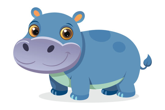 Baby Hippopotamus Animal flat isolated vector illustration.