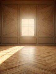 a floor in an empty room with the tan wall