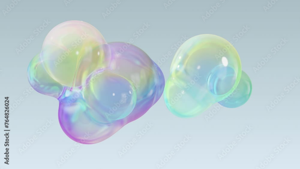 Poster metaball animation of morphing liquid blobs. background of 3d abstract colorful metaballs. in ultra 