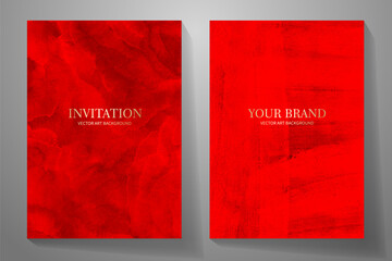 Red and gold cover design set. Luxury vector red grunge texture background collection for cover design, invitation, poster, flyer, wedding card, luxe invite, prestigious voucher, menu design.