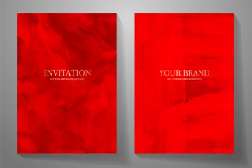 Fototapeten Red and gold cover design set. Luxury vector red grunge texture background collection for cover design, invitation, poster, flyer, wedding card, luxe invite, prestigious voucher, menu design. © Maribor