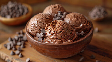 chocolate icecream in the bowl