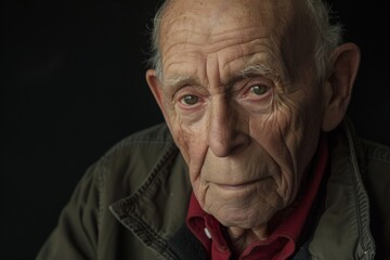Obraz premium A thoughtful and intimate portrait of a senior man with a poignant expression, hinting at life's stories