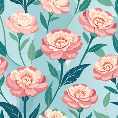 Carnation flowers. Vector file seamless pattern