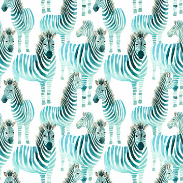 Colorful Group of Zebras in Various Hues
