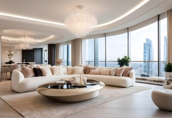 Blurred image of a luxury penthouse living area, generative AI - obrazy, fototapety, plakaty