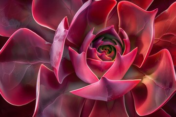 The image captures the unfolding beauty of a radiant pink succulent, emphasizing its vivid color and soft texture