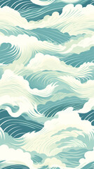 Fototapeta na wymiar water waves pattern, japnese style, illustration сreated with Generative Ai