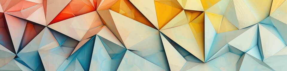 Dynamic and harmonious, this geometric artwork features a captivating display of triangles on a softly colored canvas. Copious copy space allows for versatile creative expressions.