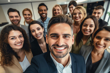 Fototapeta premium Corporate meeting with successful business people in modern workstation building Generative AI