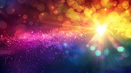 A soft rainbow light flare background that can serve as an overlay, adding a delicate and colorful lighting effect to various designs - obrazy, fototapety, plakaty