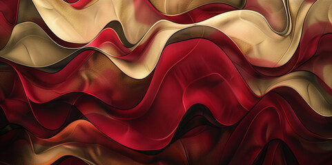 Elegant Dark Red and Gold Abstract Waves Illustration, Perfect for Banner Textures, Web Design Backdrops, and Luxurious Wallpaper in Modern Art Style