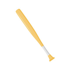 baseball bat flat design vector illustration isolated on white background. Decorative design element, baseball bat, tool to hit ball, American sport game. wood baseball stick.