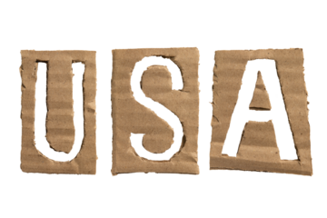 USA, an abbreviation for United states of America, letters crafted from a cardboard