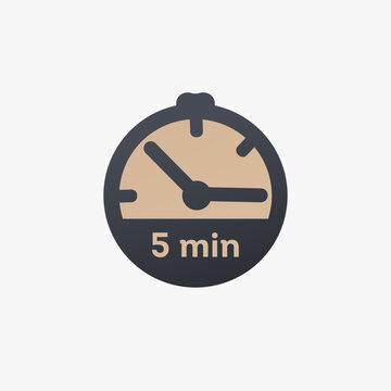 5 minutes, stopwatch vector icon. clock icon in flat style. Stock vector illustration isolated on white background.