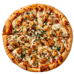 Chicken and ranch sauce pizza isolated on transparent background