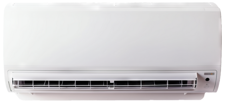 Air conditioner in frontal view with transparency