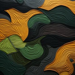 an abstract quilt made of black and green colors, in the style of naturalistic landscape backgrounds