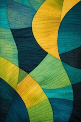 an abstract quilt made of blue and green colors, in the style of naturalistic landscape backgrounds