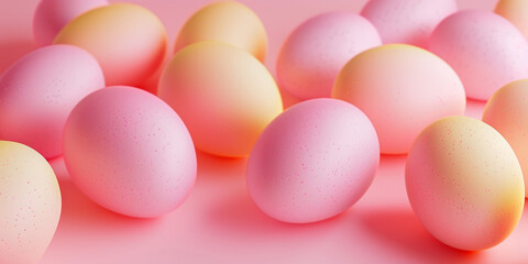 Naklejka na ściany i meble colorful eggs on a pink background
