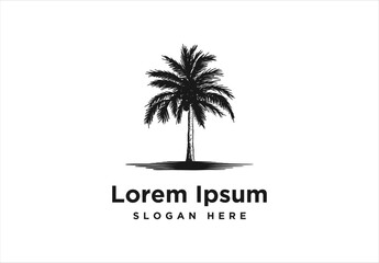 Hand drawn palm trees on island Logo Inspiration isolated on white background