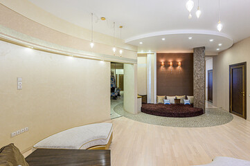 standard interior apartment. living room with sofa