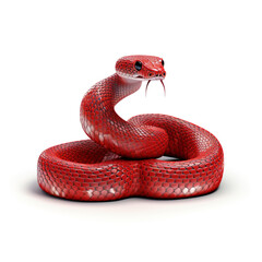 Fototapeta premium red snake clipart on a white background сreated with Generative Ai