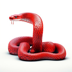 Fototapeta premium red snake clipart on a white background сreated with Generative Ai