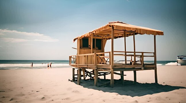 lifeguard hut on a summer beach