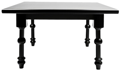 Black table in frontal view with transparent background