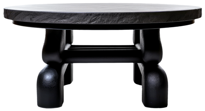 Black table in frontal view with transparent background