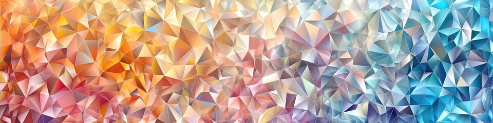 An intricate mosaic of triangles forming a kaleidoscopic pattern against a serene, solid colored backdrop. The composition leaves ample room for customization and creative applications.