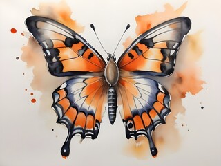 Butterfly watercolor with cute orange marks.