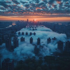 Nature's Deception: Mist or Smog? - Explore the early morning's enigmatic facade, where misty landscapes conceal the lurking presence of urban pollution.