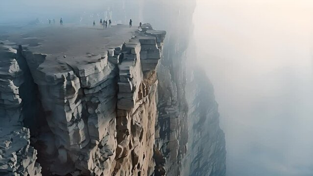 Majestic Cliff Edge Shrouded in Mist with Ai generated.
