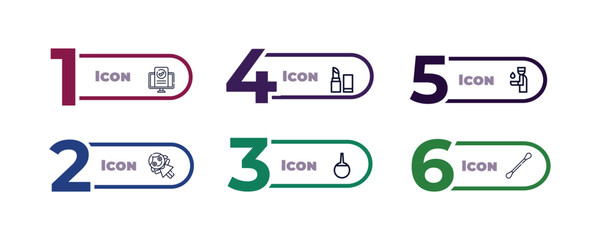 outline icons set from hygiene concept. editable vector included appointment book, lip balm, ablution, dolled up, l aspirator, cotton icons. - obrazy, fototapety, plakaty