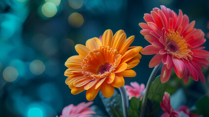 Orange and Red Gerbera Flowers