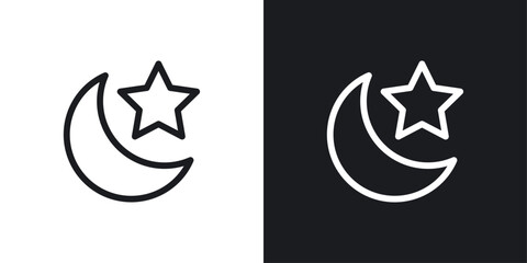 Islamic Star and Crescent Symbols. Representation of Muslim Faith and Celestial Bodies.