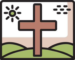 el lado estoico de jesucristo, icon colored outline - obrazy, fototapety, plakaty