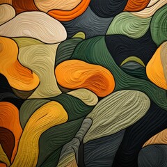 an abstract quilt made of olive and green colors, in the style of naturalistic landscape backgrounds