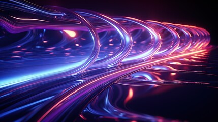 abstract background with neon lights and waves